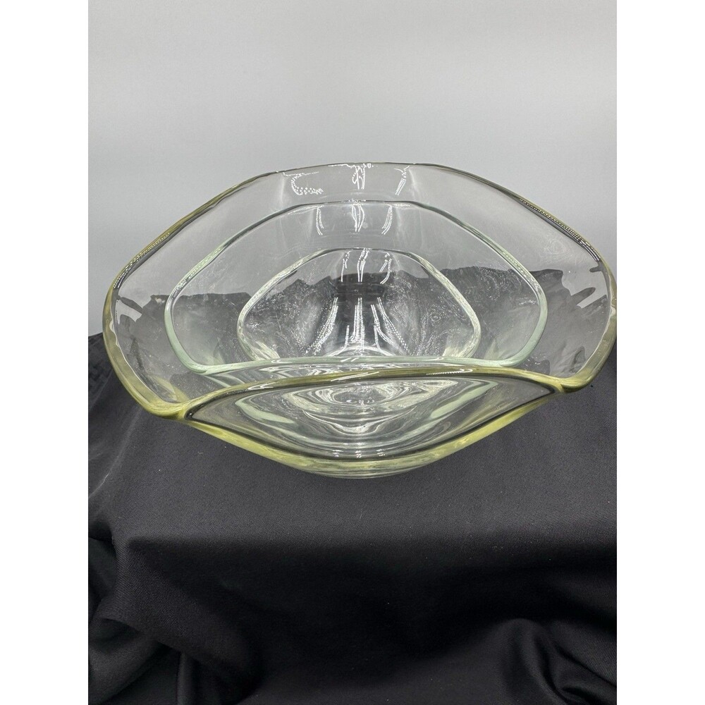 MCM Vintage Anchor Hocking Clear Glass Chip and Dip Bowl Set Of 3
